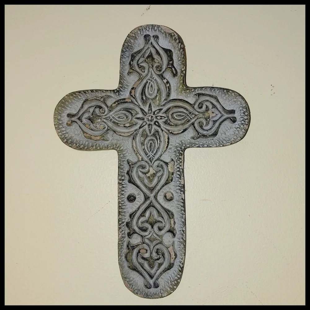 Elegant Gray Wall Cross Decor